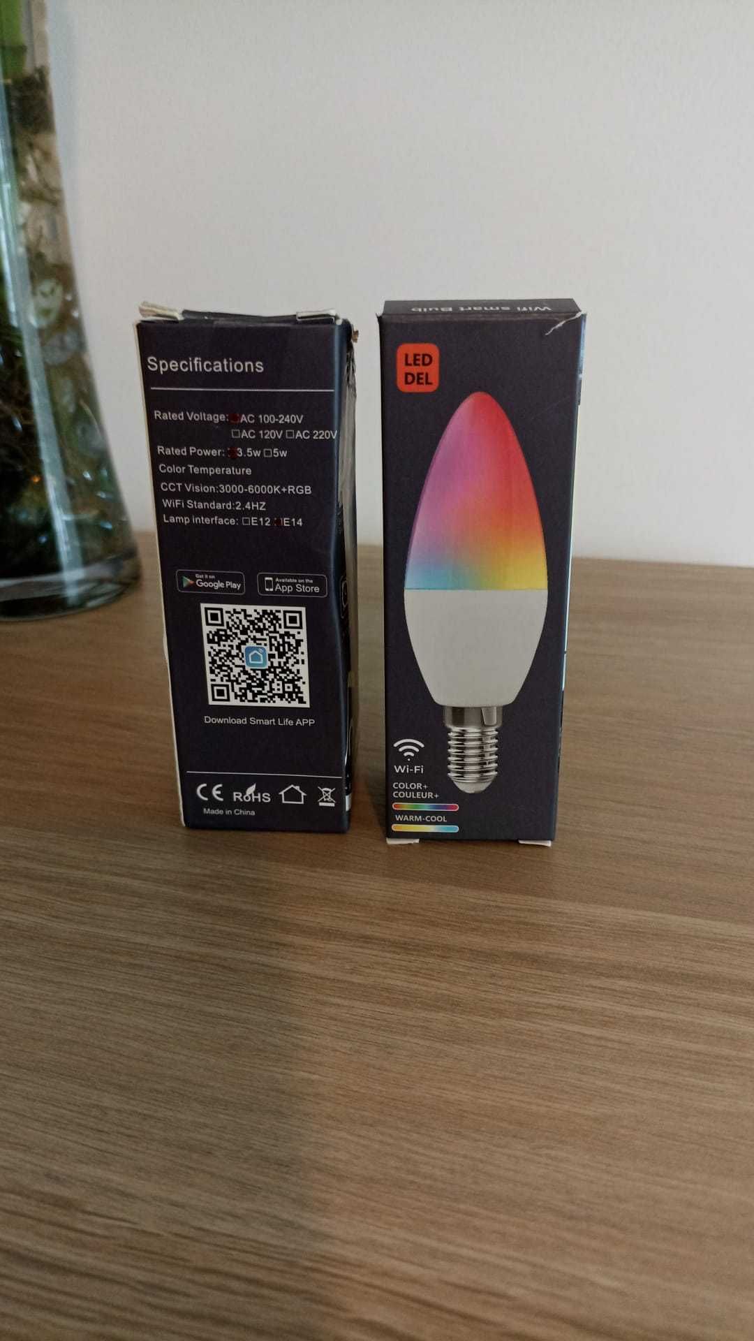 2 Lâmpadas Inteligentes, Luz de Vela E14, Lâmpada RGB, Tuya WiFi