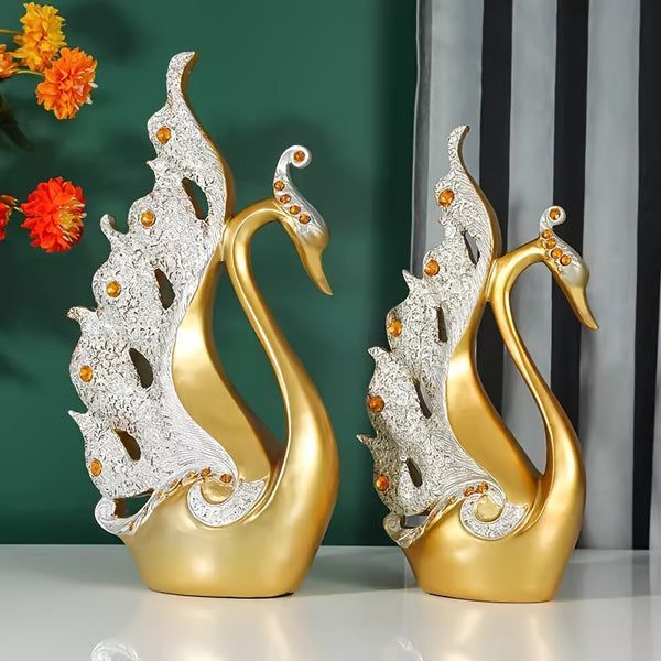 2 pares, Estátua de Cisne Moderna Artesanal, Para Decoração de Esta