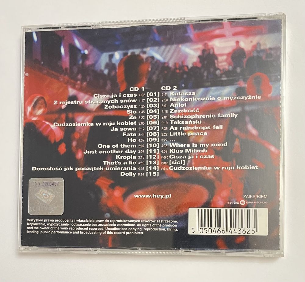 Hey koncertowy 2 cd jewel case 2003 I wydanie