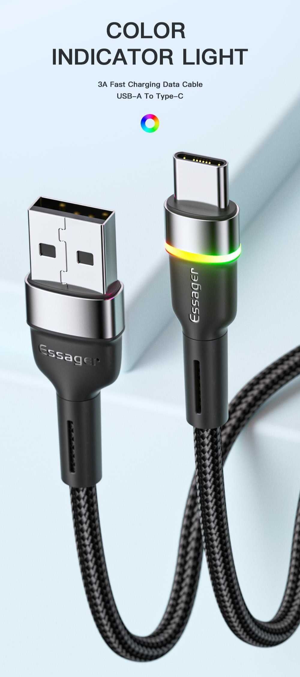 Кабель витой NOHON USB-A на USB-C или microUSB