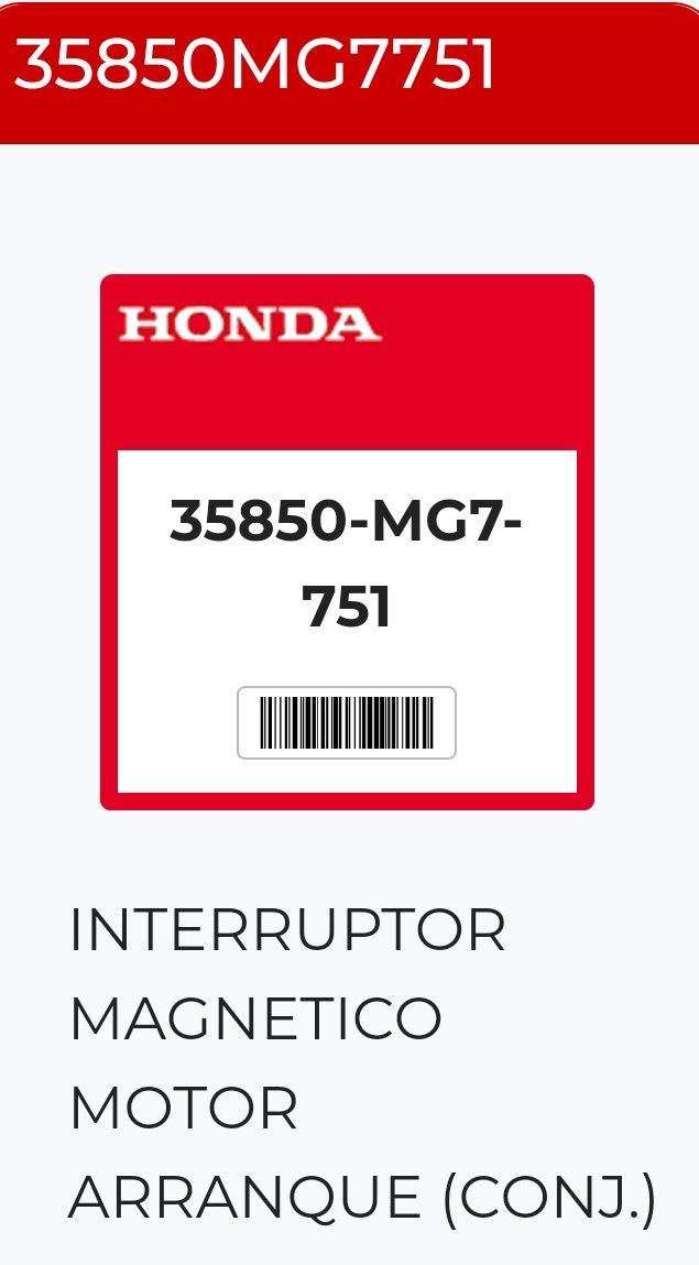 Honda Interruptor magnético motor de arranque original