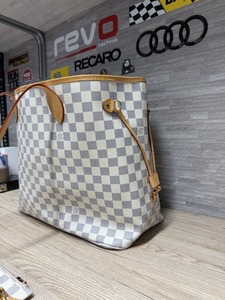 Оригінальна жіноча сумка Louis Vuitton Neverfull Damier Azur
