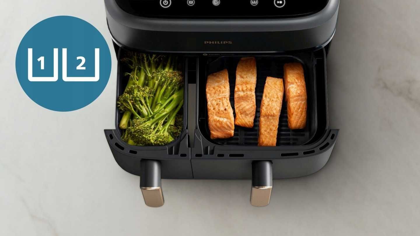 Dwukomorowa frytkownica beztłuszczowa airfryer Philips Ovi 9L 2750W