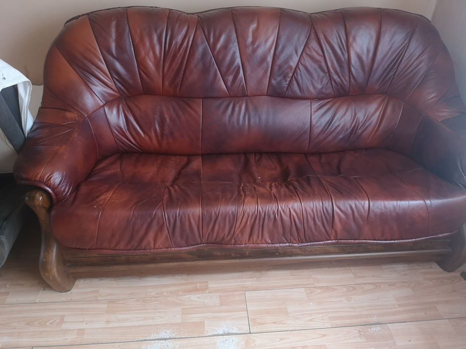 Sofa skórzana z funkcją spania