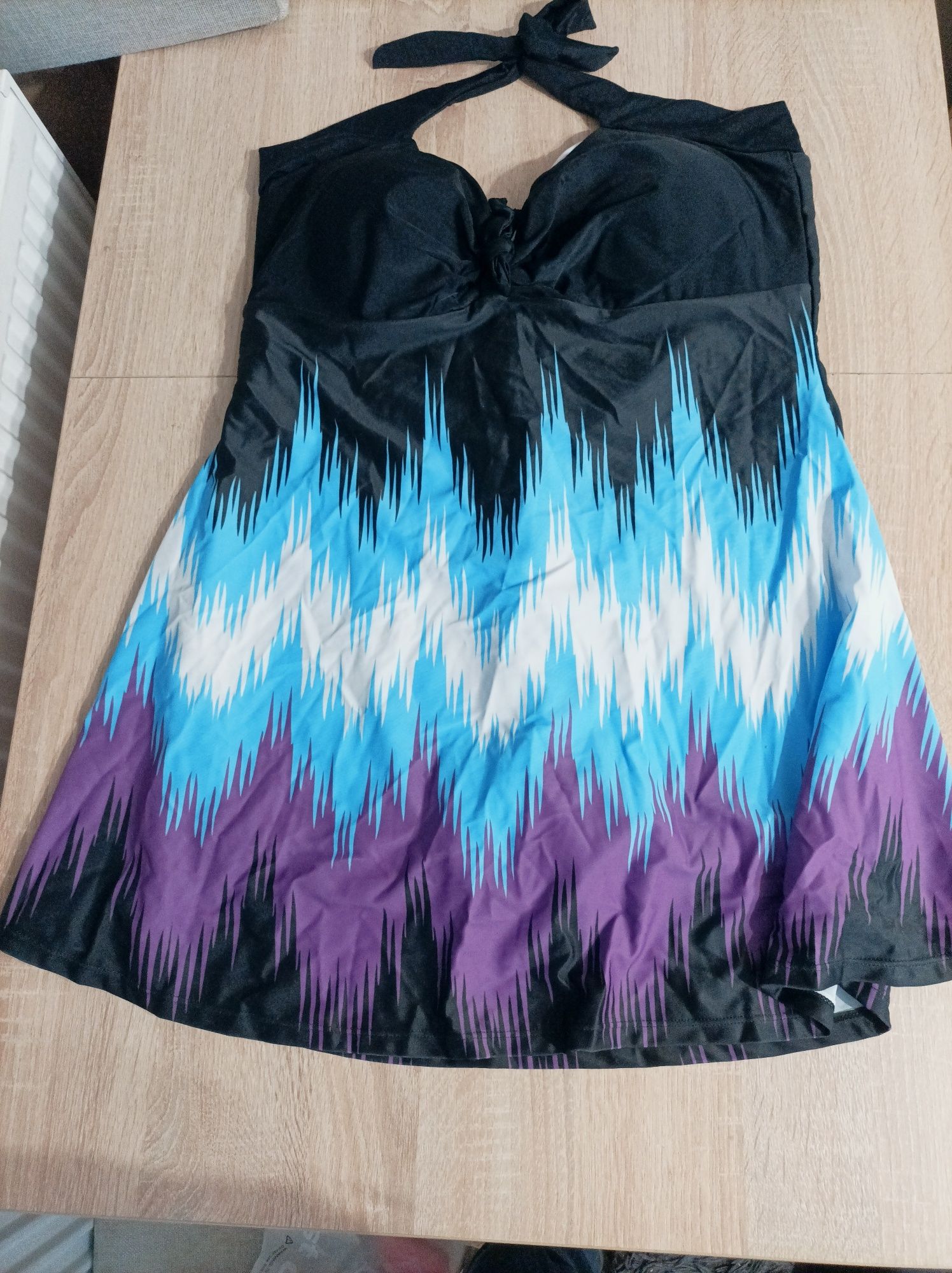 Oamenxi, kostium kąpielowy, plus size, modelujący z szortami, czarny,