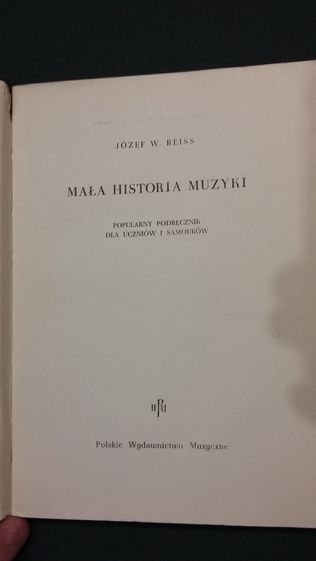 "Mała historia muzyki" Józef W. Reiss