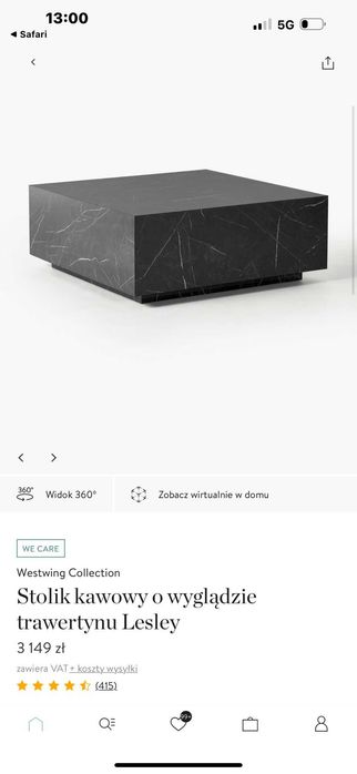 Nowoczesny stylowy stolik kawowy Westwing