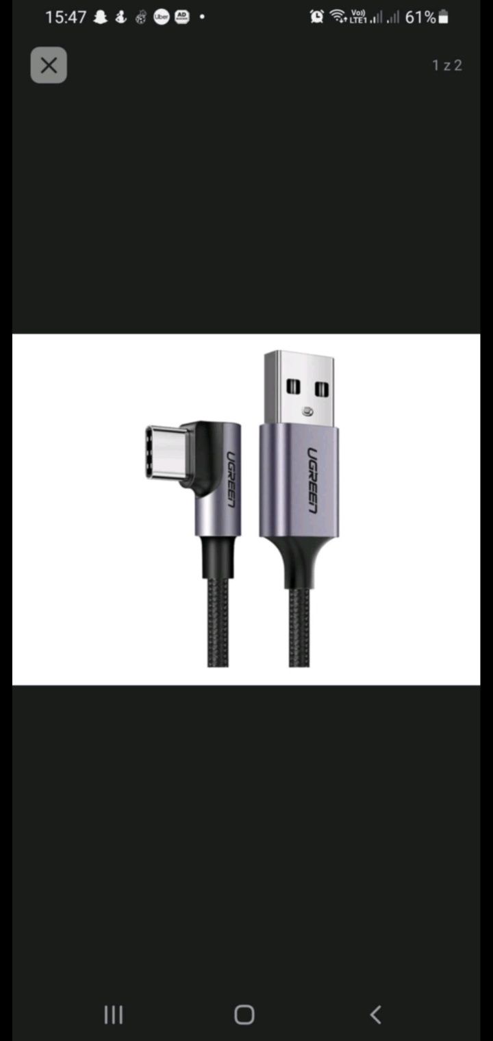 Kabel USB do USB-C kątowy 3A Quick Charge 3.0 1m UGREEN US2844