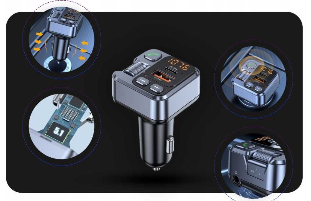 Transmiter samochodowy T16 FM USB Bluetooth SD AUX ttst1552