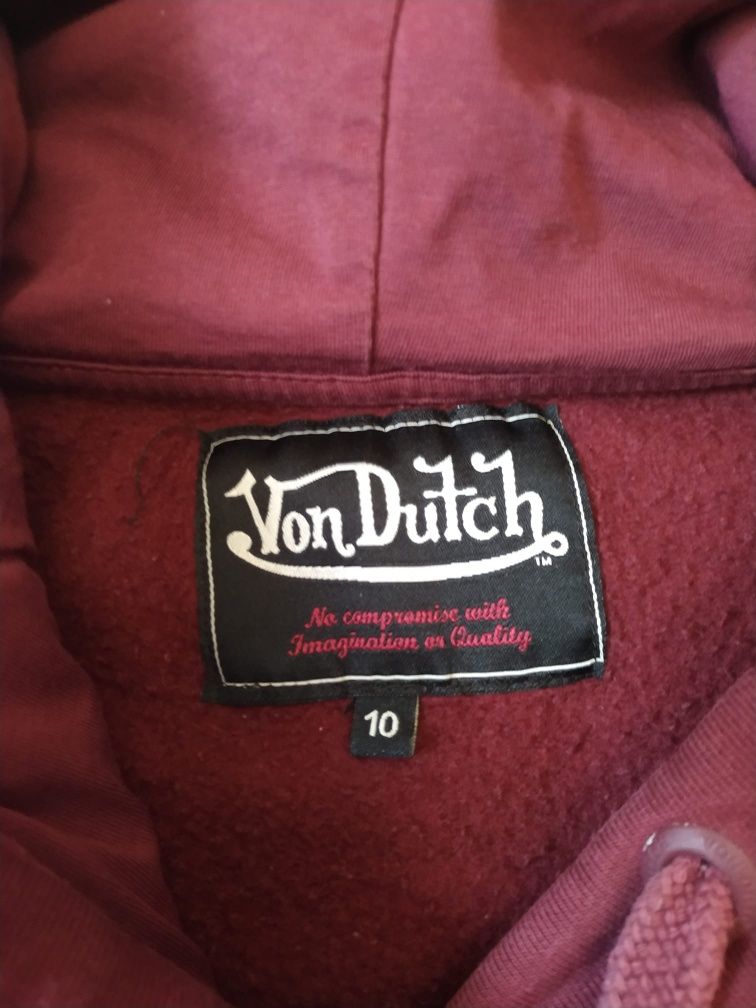 Bordowa bluza z kapturem Von Dutch M