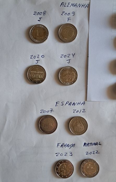 Moedas Comemorativas Alemanha, Espanha, França e Portugal (circuladas
