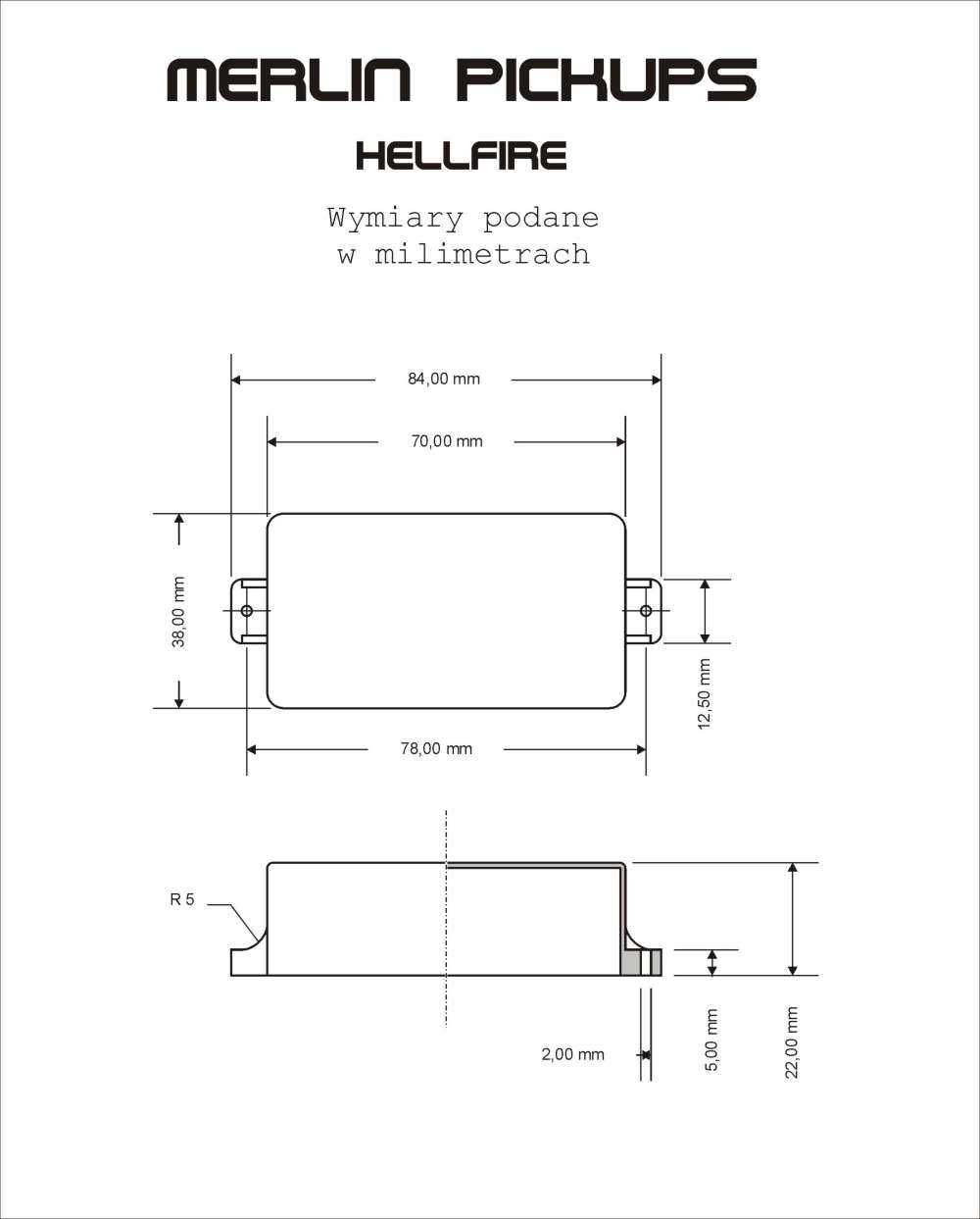 Merlin Hellfire humbucker wersja neck lub bridge przetwornik gitarowy