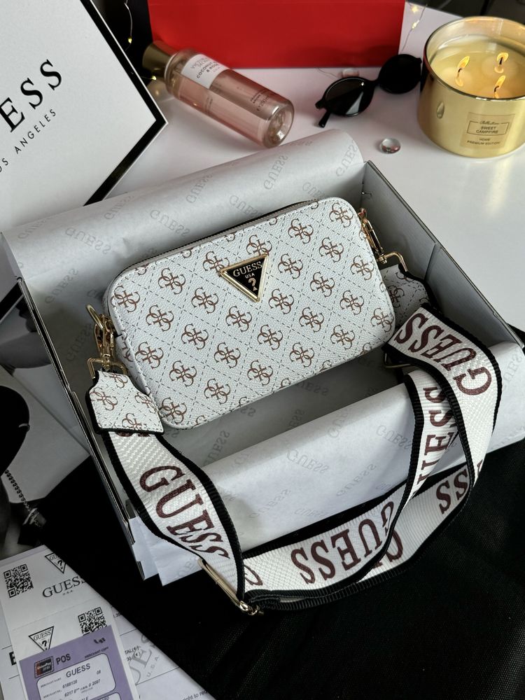Жіноча сумка Guess кроссбоди Люкс женская сумка белая на плечо гесс