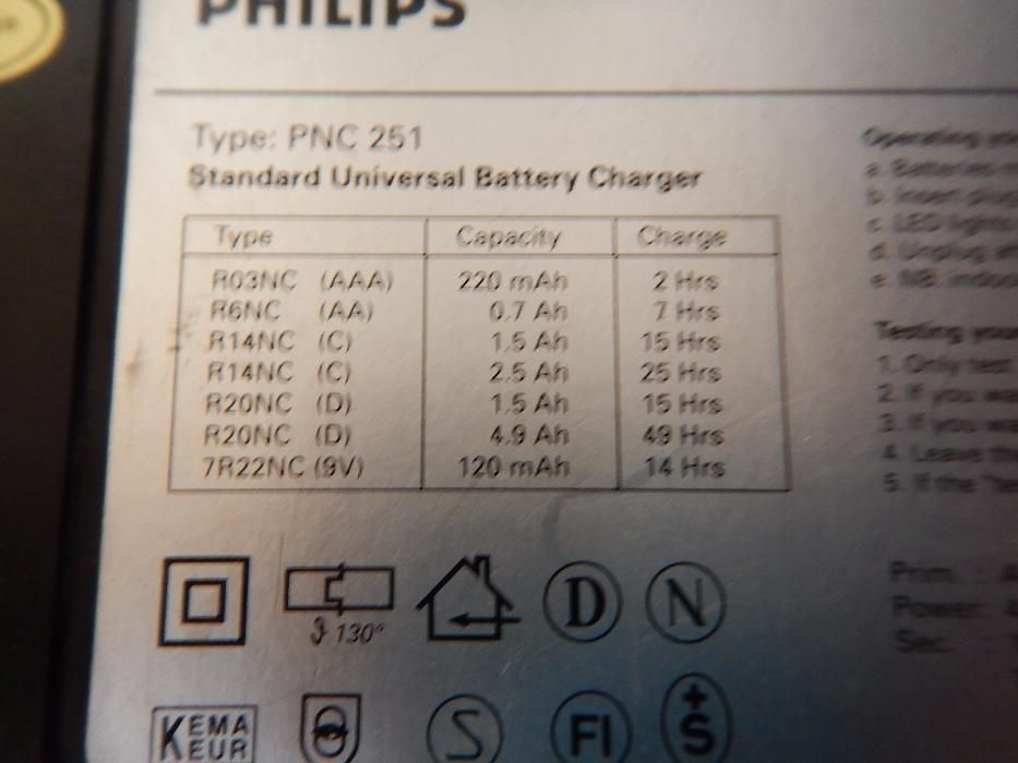 Philips Standard Universal Battery Charger PNC 251