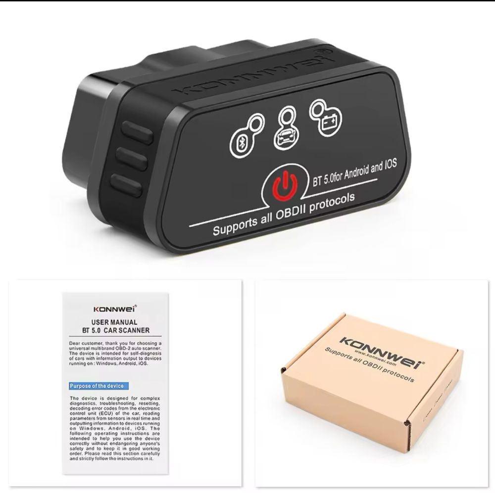 Aвто сканер Konnwei OBD2 ELM 327 V1 5 Bluetooth 5.0 (Android/iPhone)