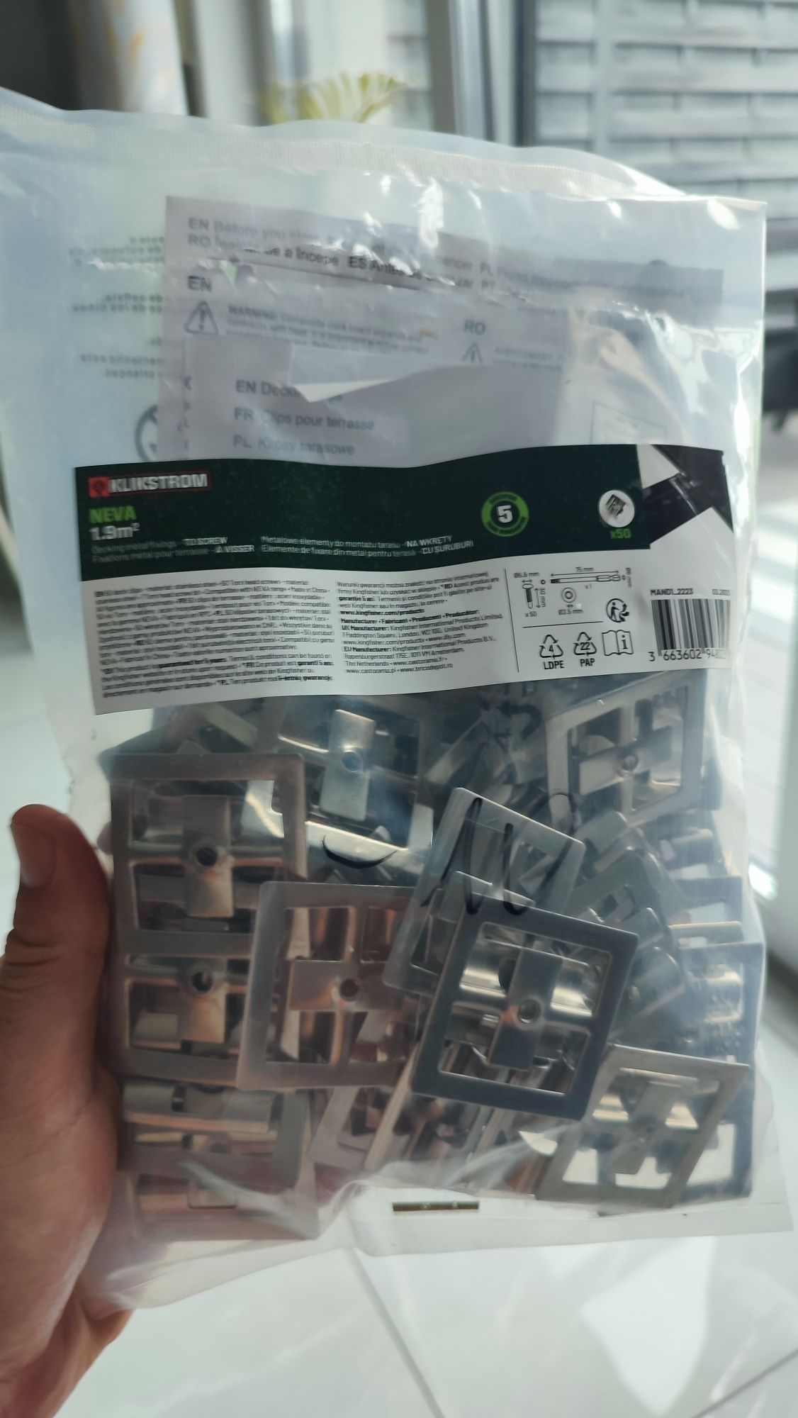 Zestaw montażowy do tarasu klipsy wkręty 1 torx