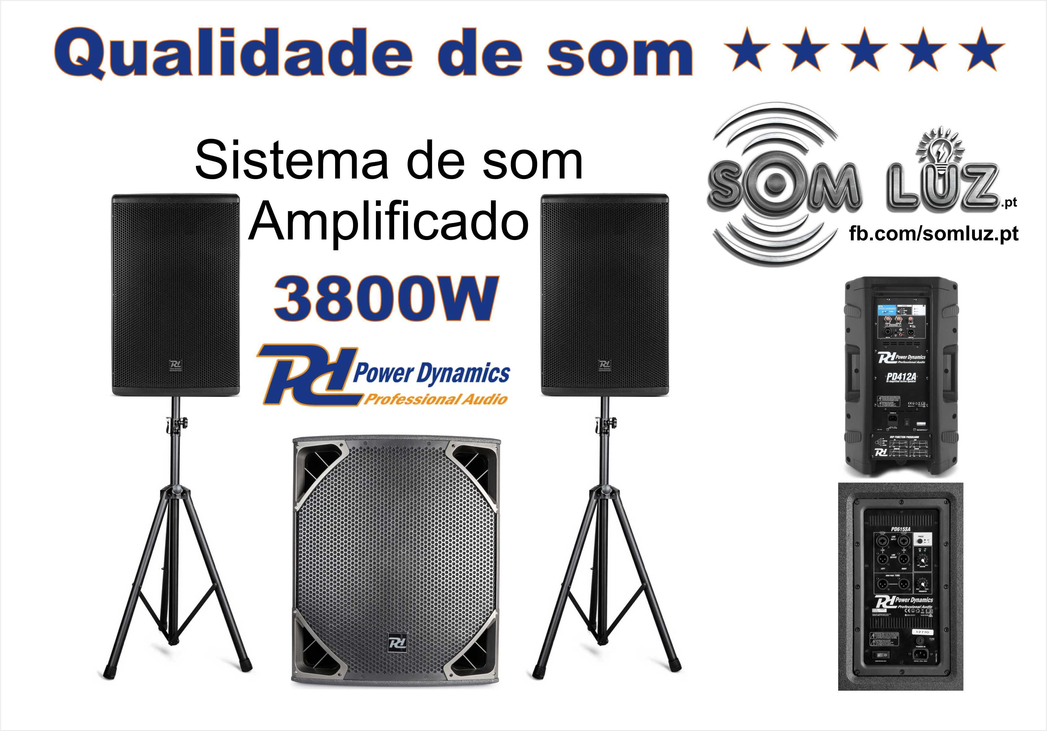 Sistema amplificado de som 3800W+1400W 2.1 PowerDynamics