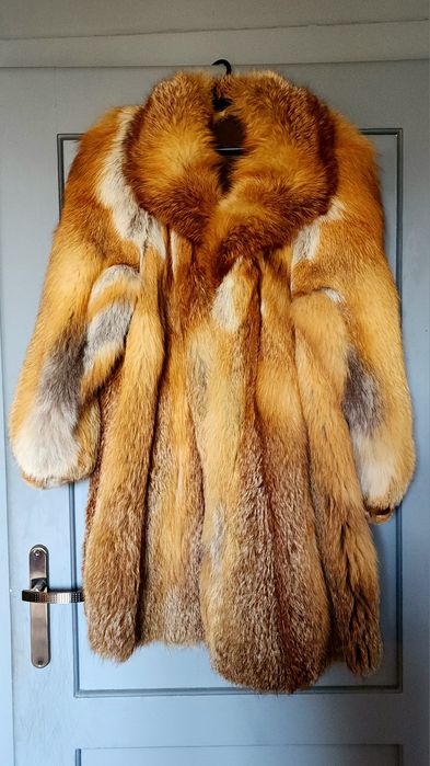 Vintage kolekcjonerskie lata 80 naturalne futro z czerwonego lisa