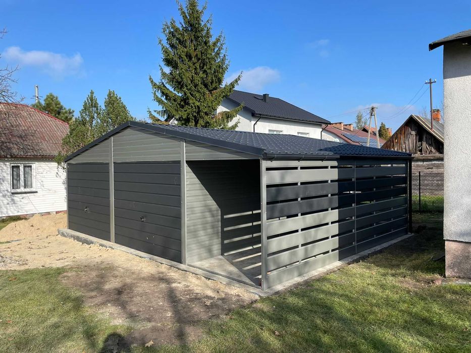 Garaż Blaszany szary 8x6 ażury ral 9006 hala wiata  7x6 7x7 10x6 9x6