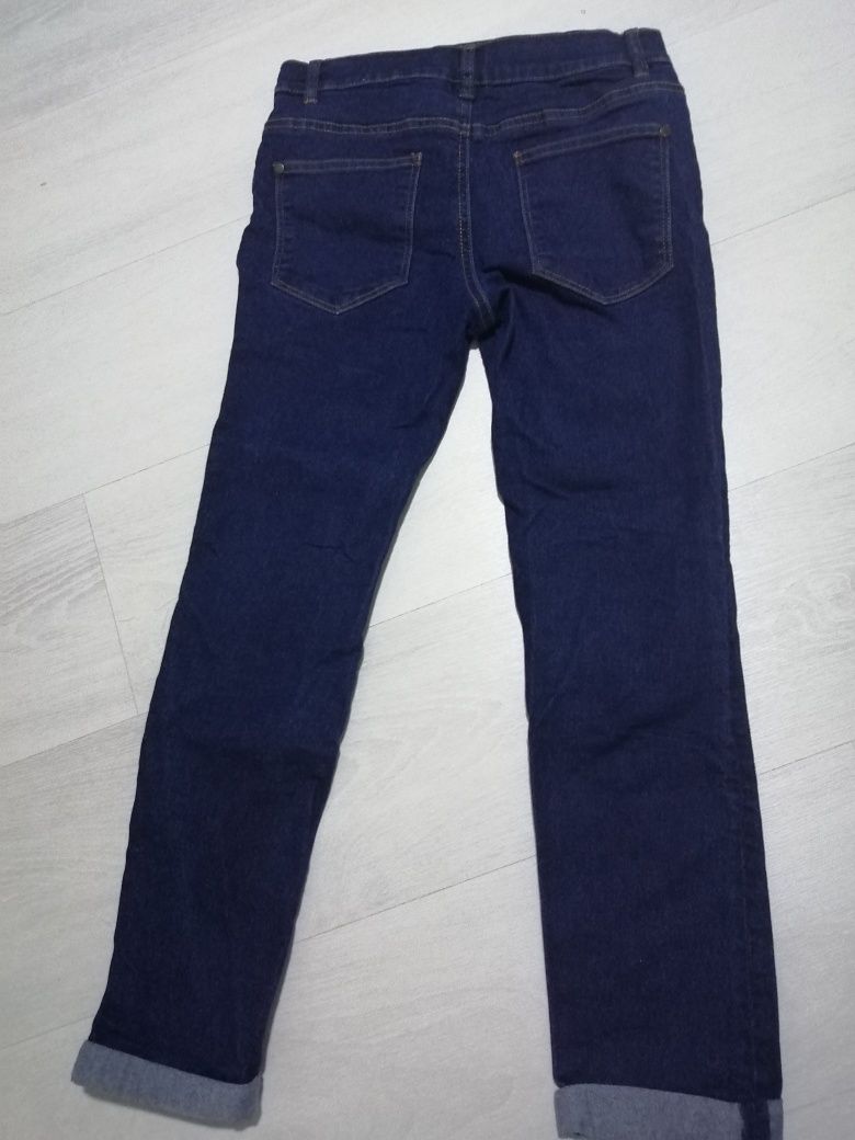 Jeansy 146 ciemny jeans slim wąskie nogawki