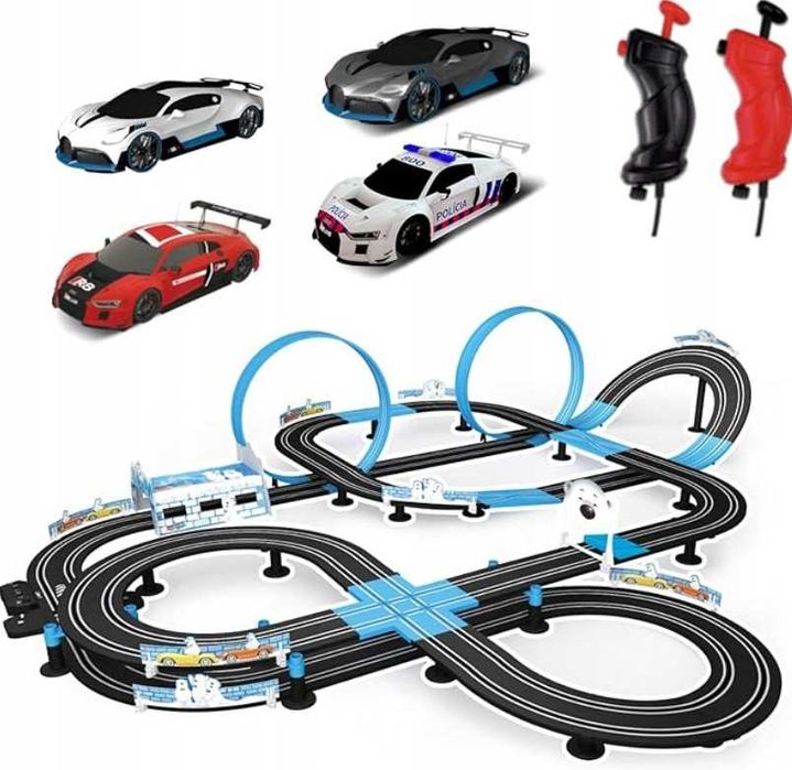 Tor wyścigowy superszybki slot car 1:64 z 3 samochodami LED 13,5 m
