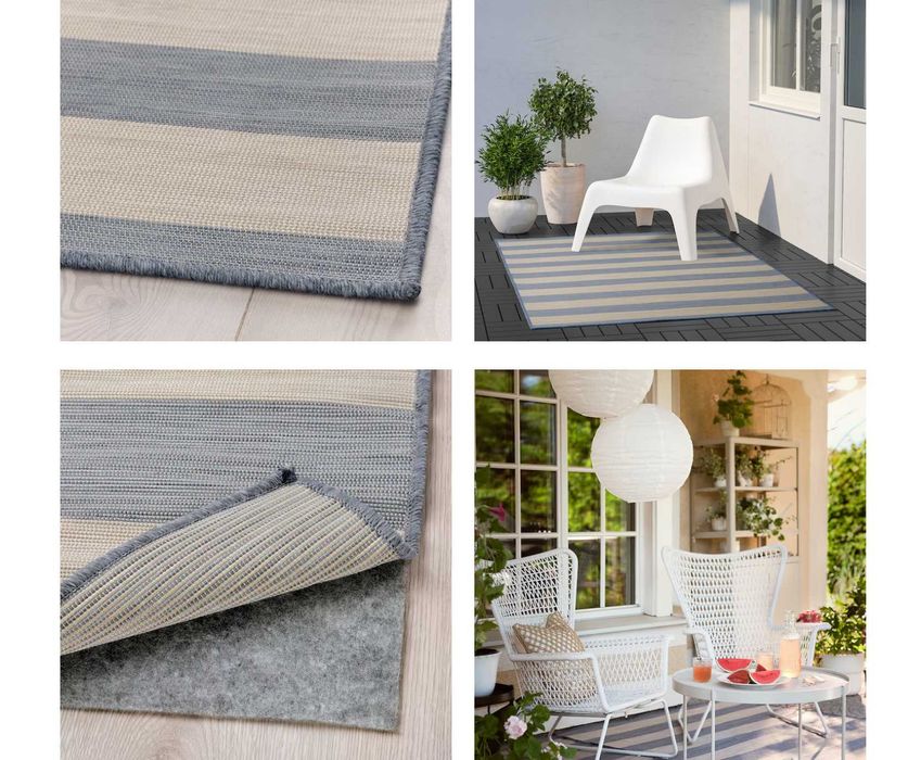 Tapete IKEA VRENSTED, bege e azul claro, interior/exterior