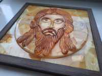 Картина мозаика из янтаря Нерукотворный Спас