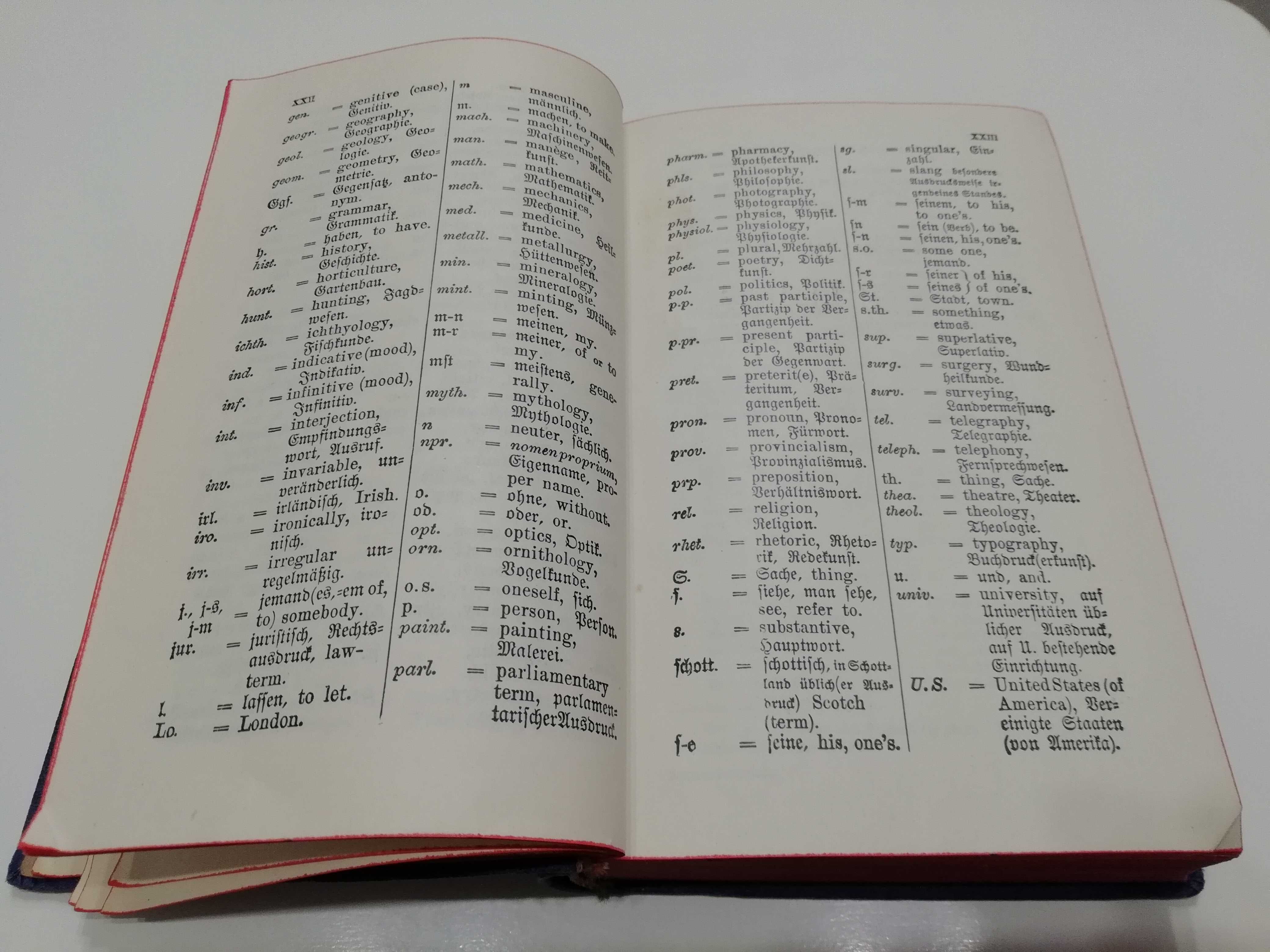 Stary Słownik angielsko-niemiecki Langenscheidt 1911 Gotyk