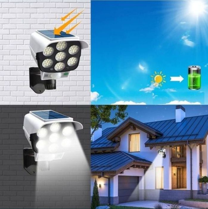 Lampa solarna Led Atrapa Kamera. Czujnik ruchu/zmierzchu. Zewnętrzna