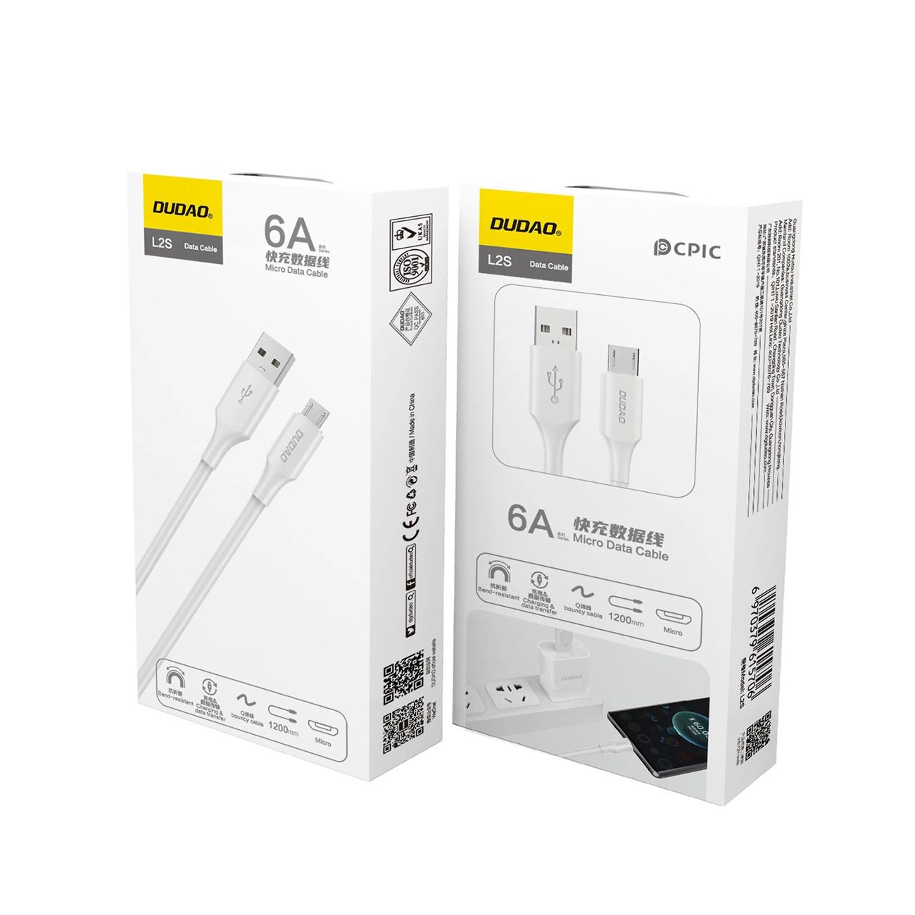 Kabel Dudao L2Sm Usb-A / Micro Usb 6A 1.2 M - Biały