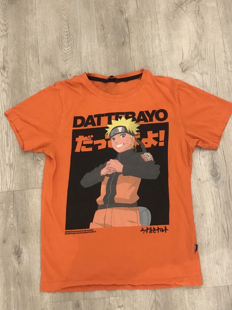 Pomarańczowa męska koszulka anime manga Naruto Cropp S