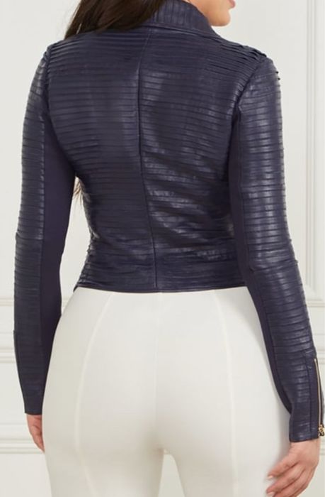 Kobieca kurtka skórzana Marciano Guess elegancka navy