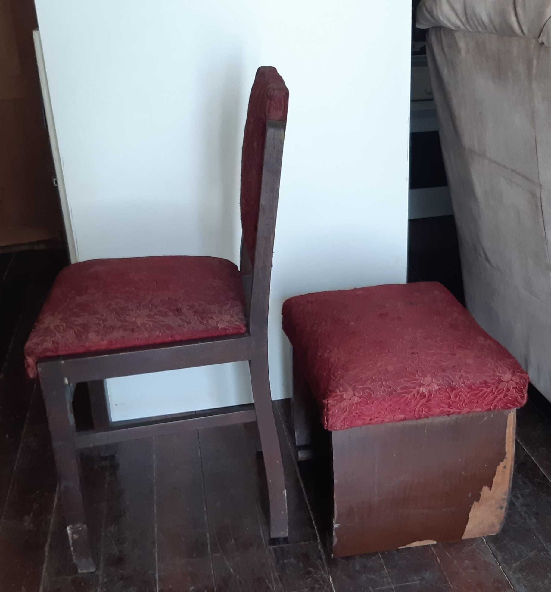 Retro Vintage Antigo Cadeira de Quarto e Banqueta Móveis Fidalgo, Lda.