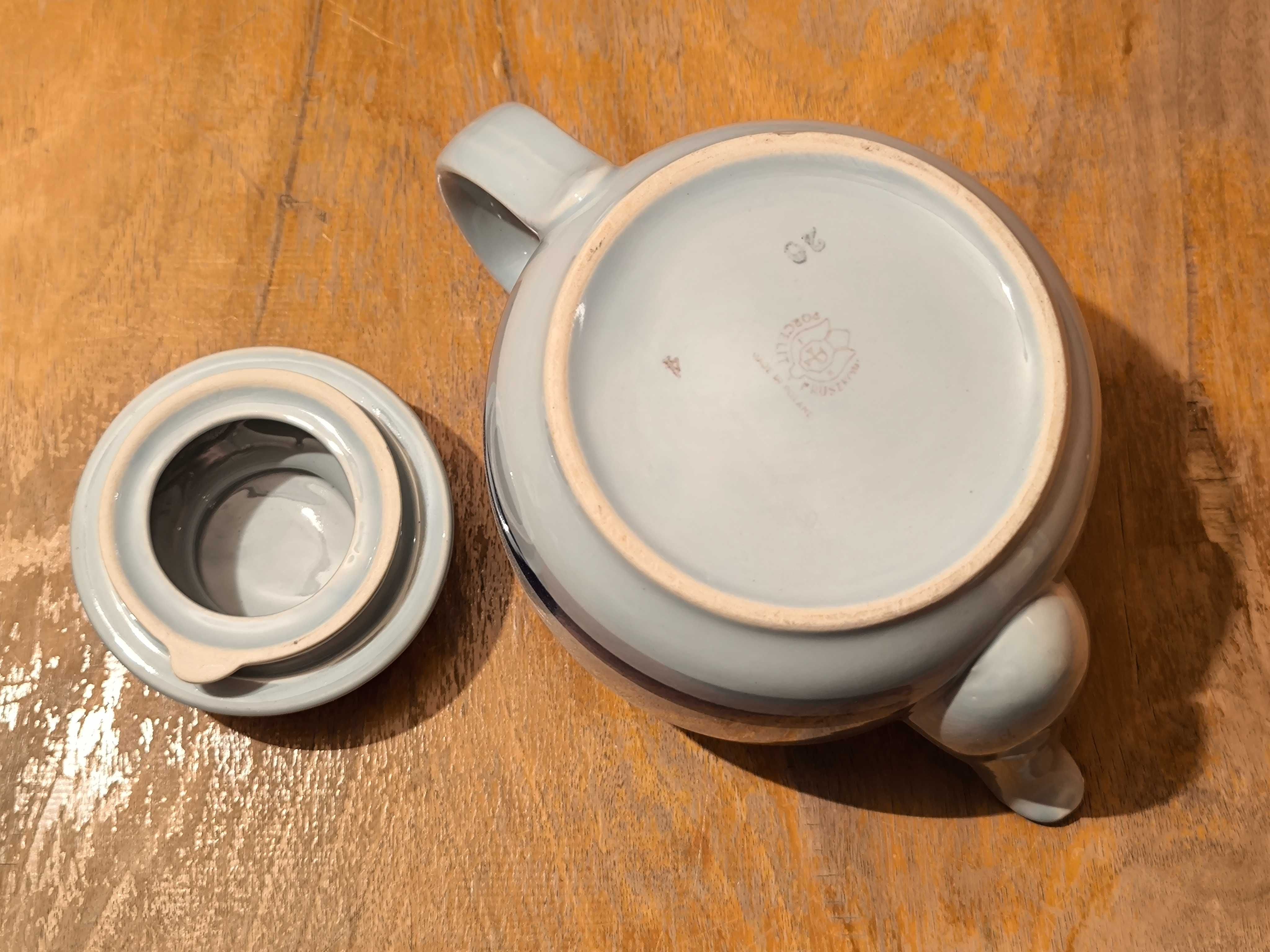 Szaroniebieski dzbanek imbryk Lotos Porcelit Pruszków PRL