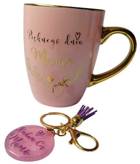 Kubek z porcelany dla mamy na Dzień Matki 360ml z breloczkiem