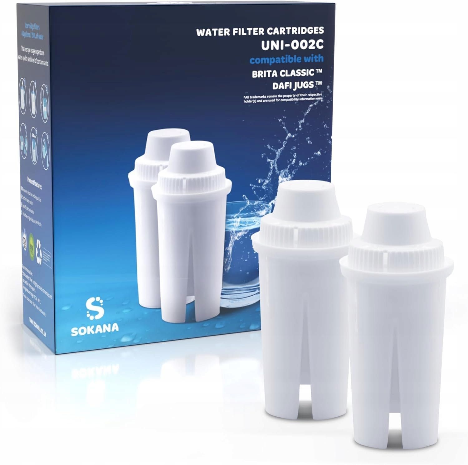 SOKANA 2 wkłady filtrujące do Brita Filter Classic uni-002c