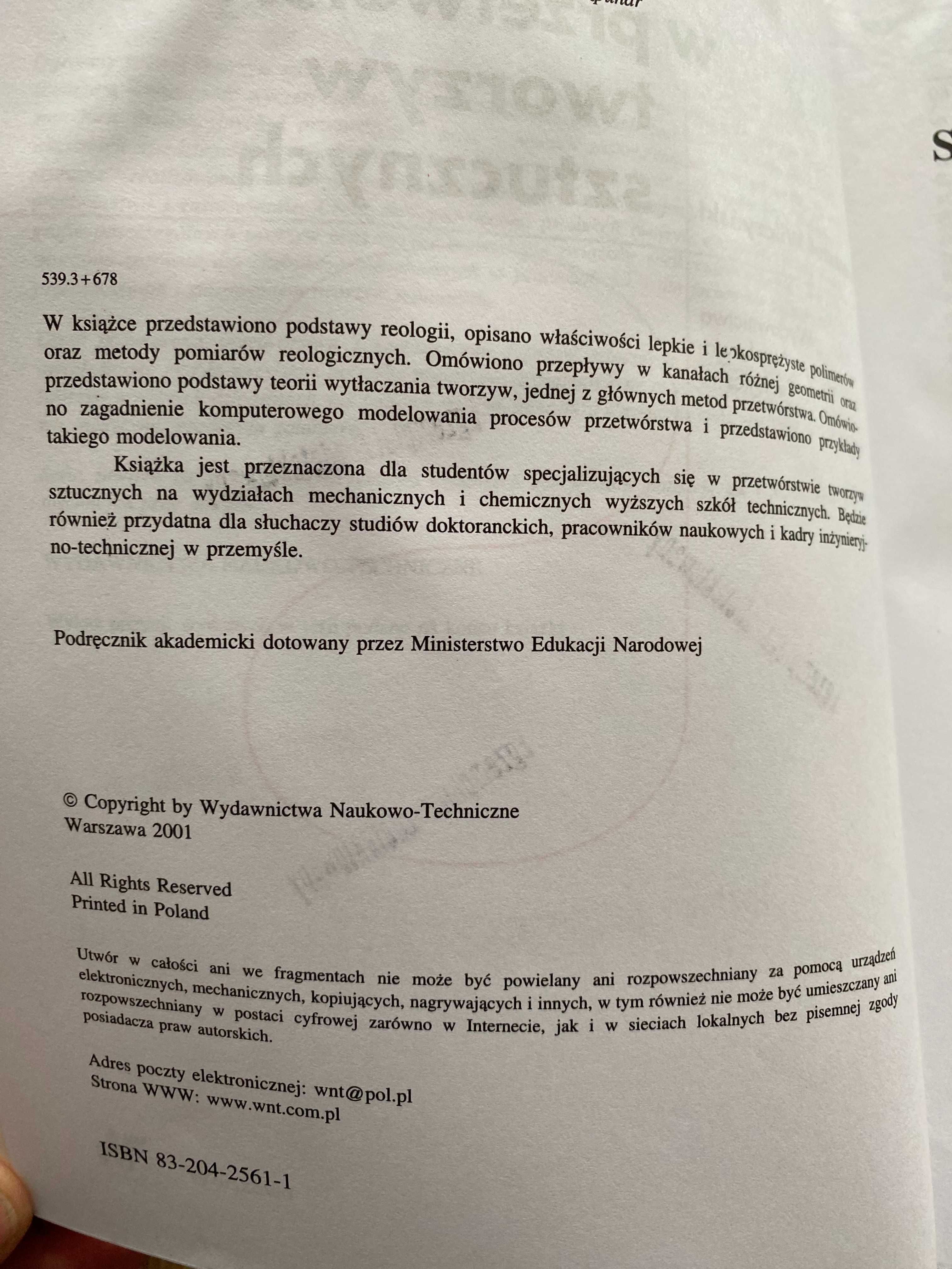 Krzysztof Wilczyński Reologia w przetwórstwie tworzyw sztucznych.
