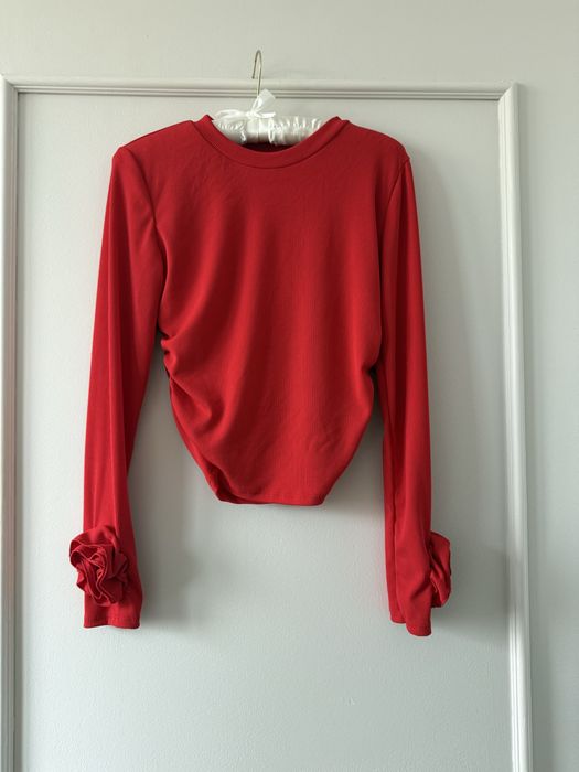 Bluzka czerwona, brązowa z rożą S/M/L nowa