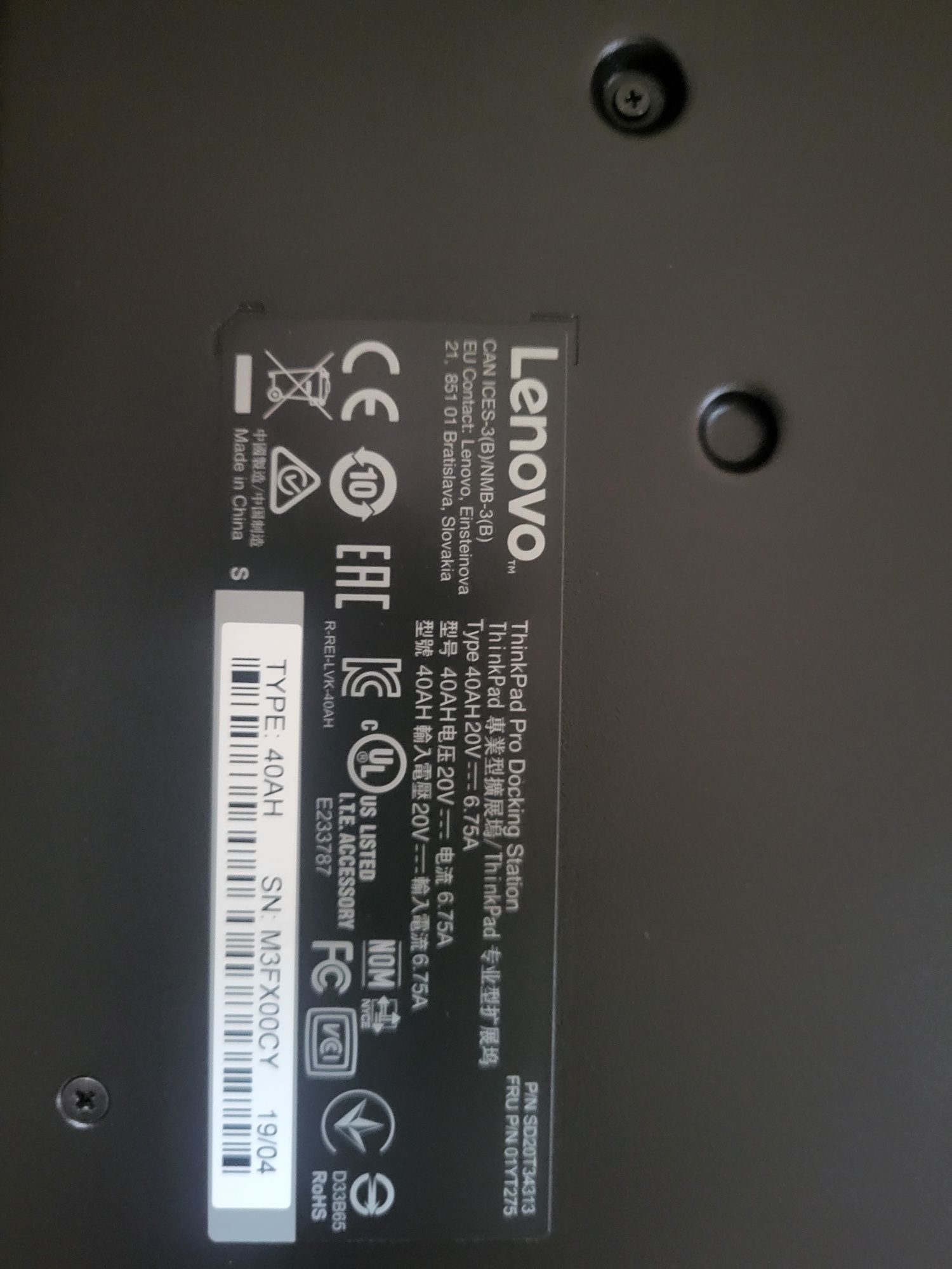 Nowa STACJA dokujaca Lenovo 40AH + 135W ThinkPad Ultra Dock T480