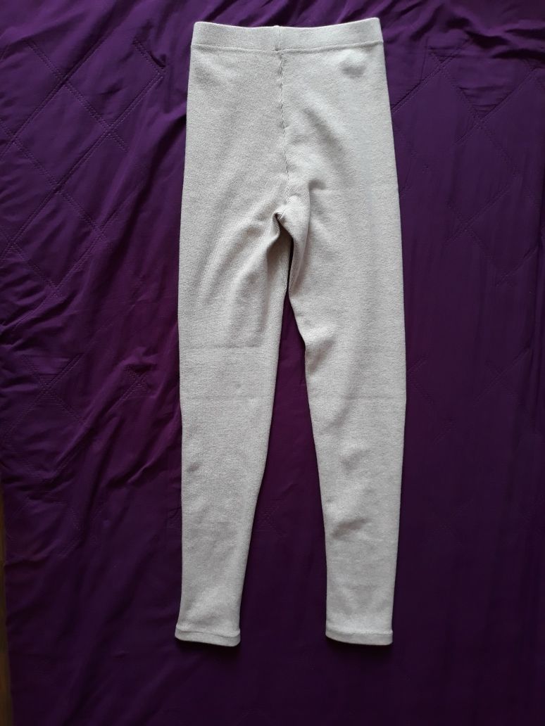 Legginsy prążkowane melanż beż damskie XS-S