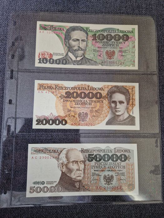 Zestaw banknoty PRL 12 szt. stan UNC