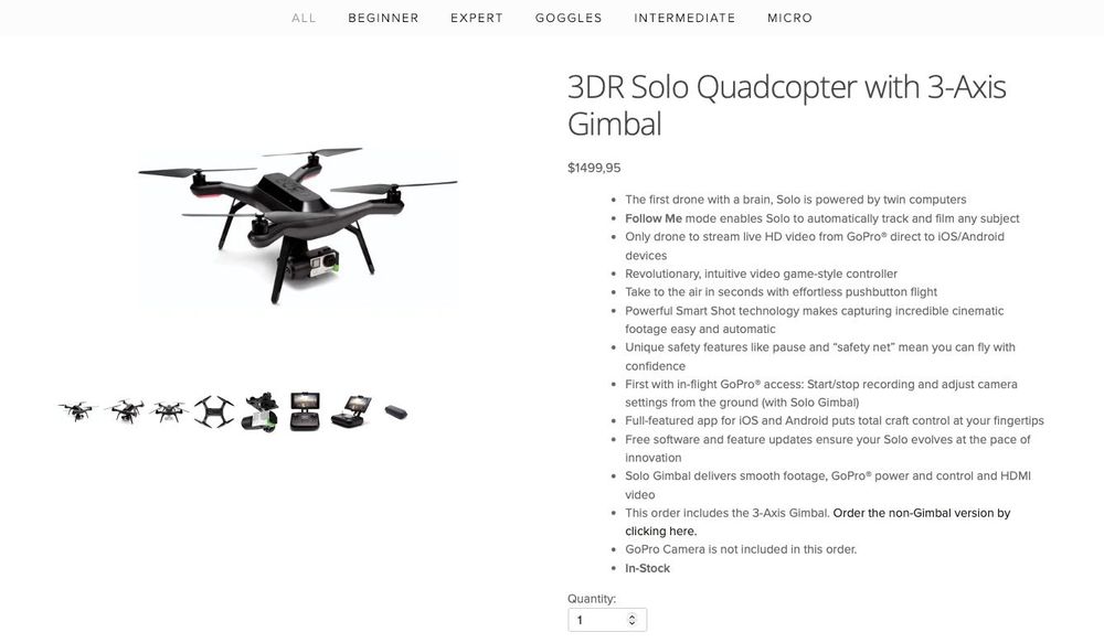 Drone 3DR Solo Completo + Extras (5 Baterias, 2 Comandos, Peças)