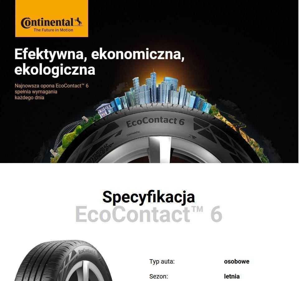 Komplet opon Continental EcoContact 6 225/45 R18 nowe / hom. Mercedes