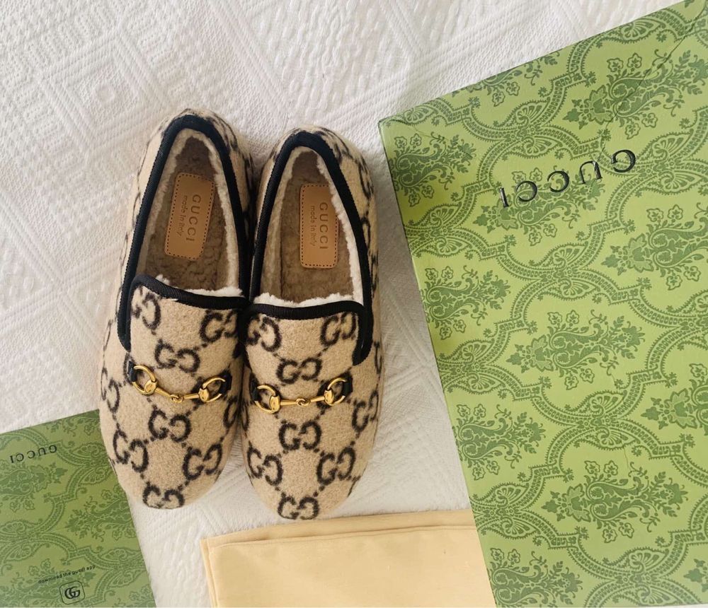 Welniane buty mokasyny Gucci 39