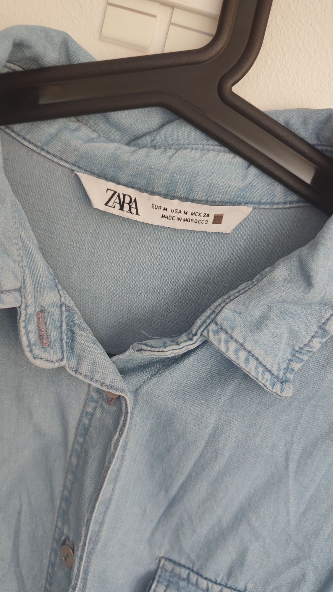 Piękna jedwabna koszula na guziki a la jeans Zara rozm M biuro wiosna