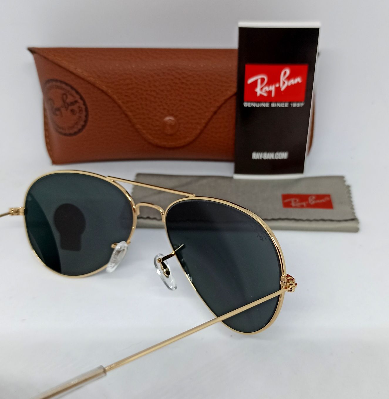 Ray Ban Aviator 58 очки капли черные в золотом металле линзы стекло