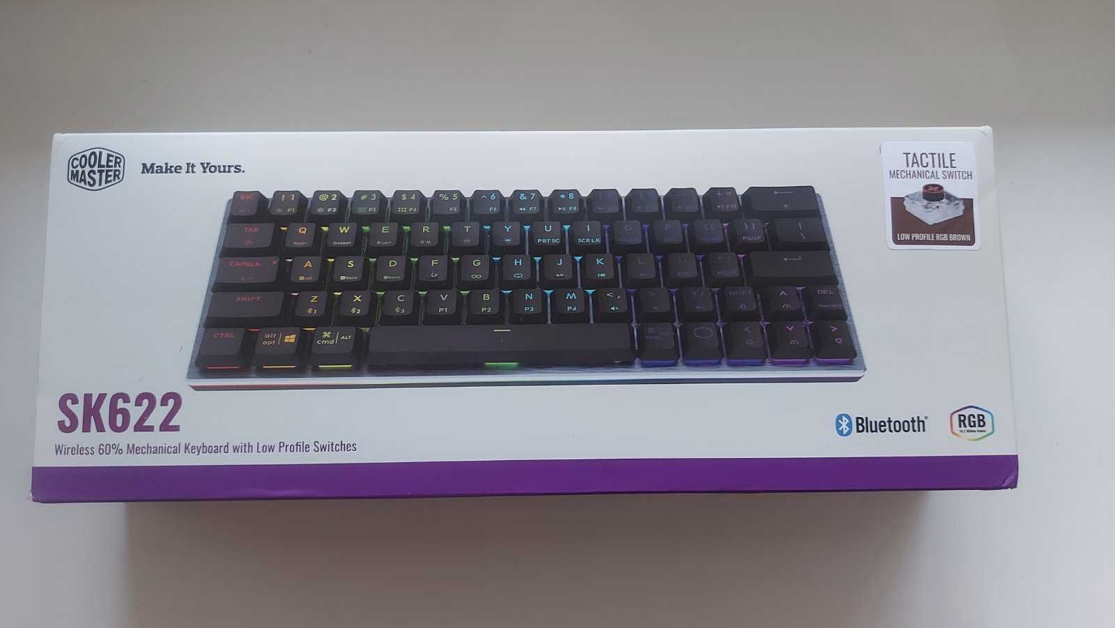 Ігрова механічна Bluetooth RGB клавіатура Cooler Master SK622 60% англ