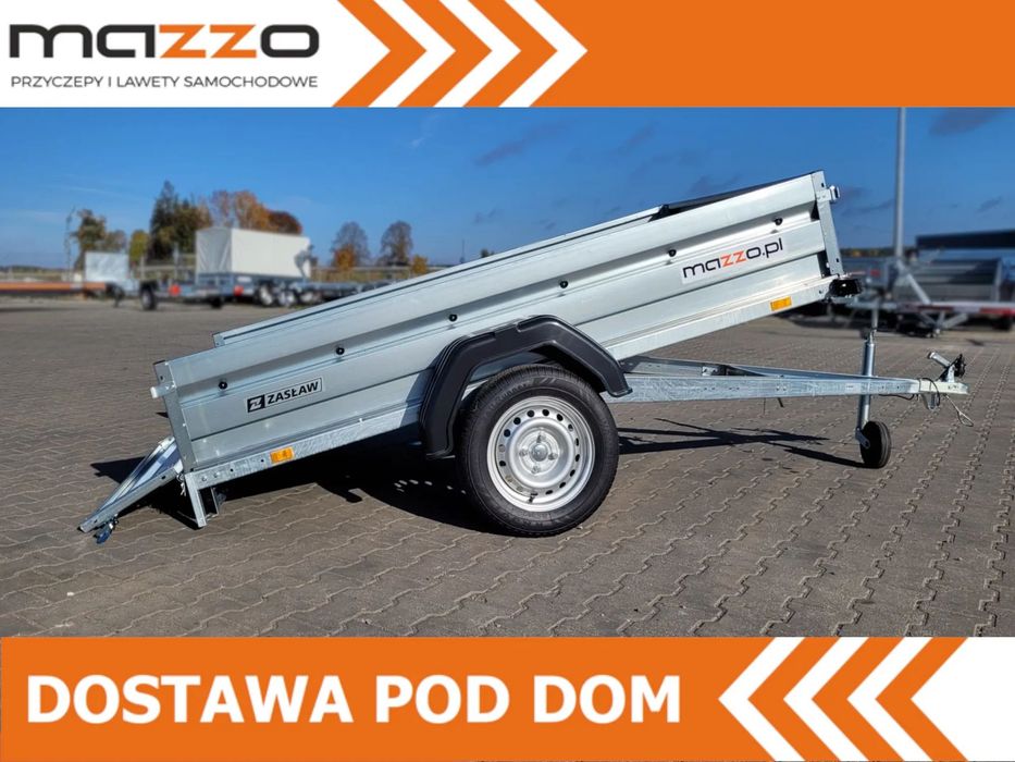 Zaslaw Dostawa Przyczepka samochodowa uchylna DMC750kg 233x132x35cm SOLIDNA I MOCNA! HIT!  DMC 750kg! UCHYLNA! wym. 233x132x35 Burty demontowane! MOCNA!
