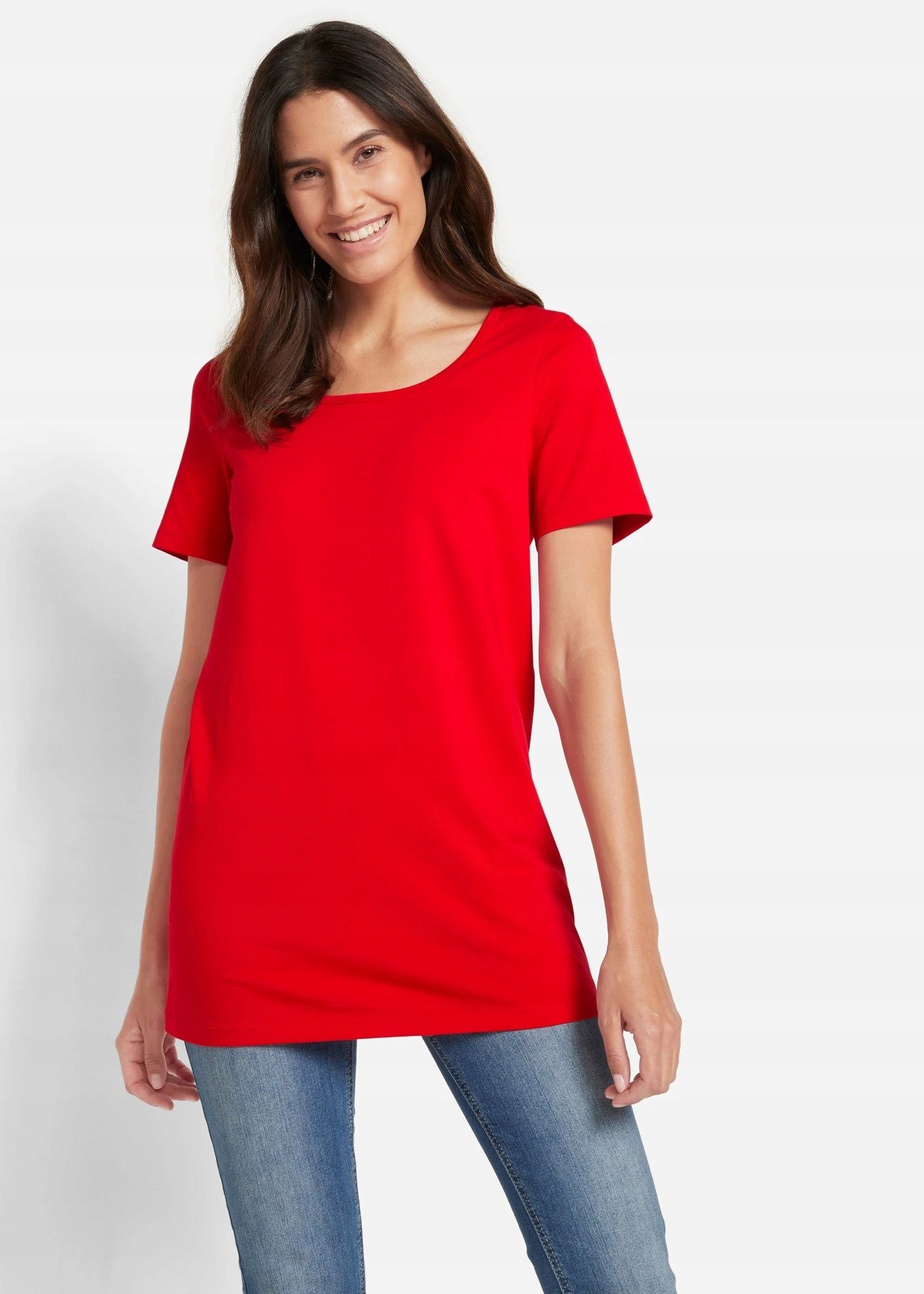 B.P.C 2-pak długi t-shirt damski czerwony + biały r.36/38