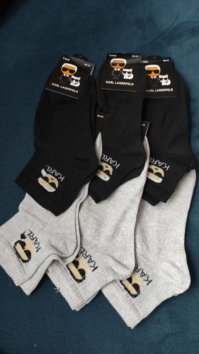 6 pak skarpetki damskie 36-40 szare i czarne Karl Lagerfeld